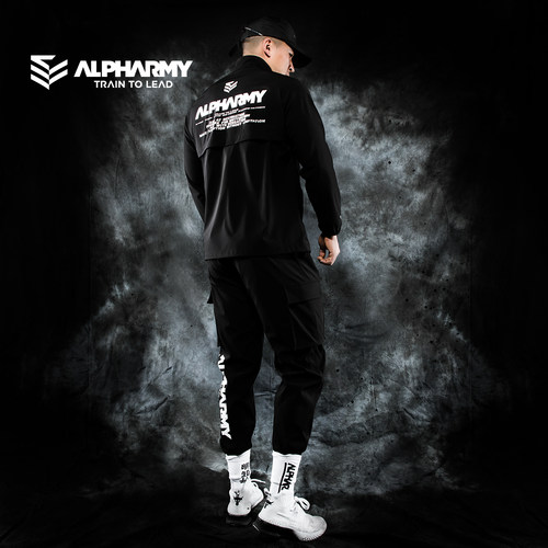 Alpharmy 健身运动夹克男长袖机能外套秋冬拉链户外宽松卫衣防风