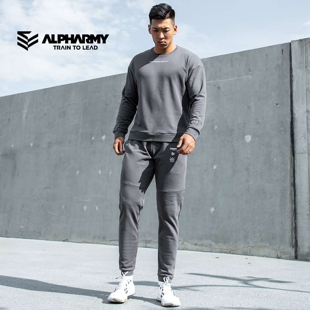 Alpharmy健身卫衣男宽松美式篮球运动长袖秋冬纯棉圆领训练服套头
