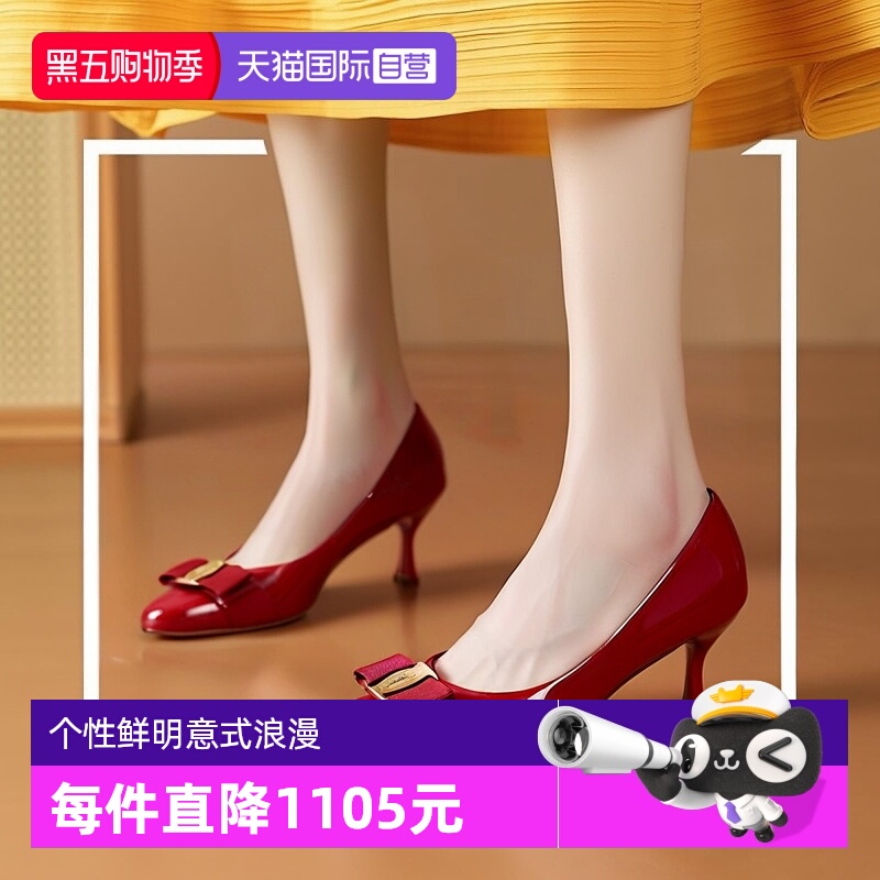 低跟鞋女鞋蝴蝶结鞋单鞋菲拉格慕