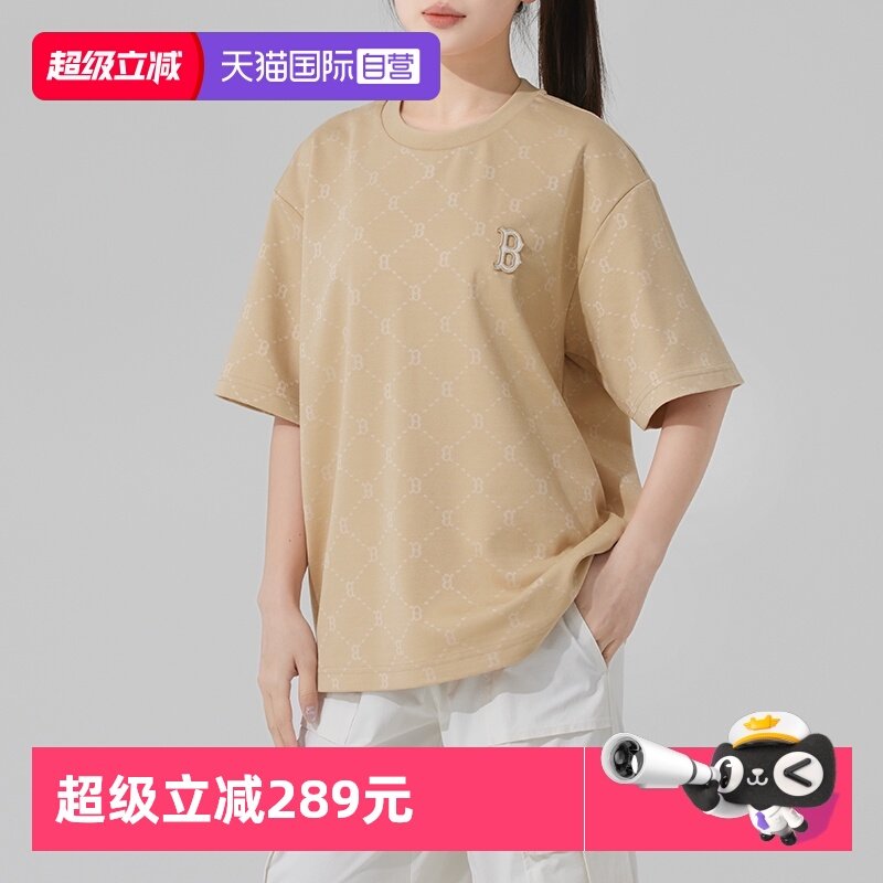 【自营】MLB短袖女装男装情侣上衣圆领半袖休闲服满印钻石老花T恤