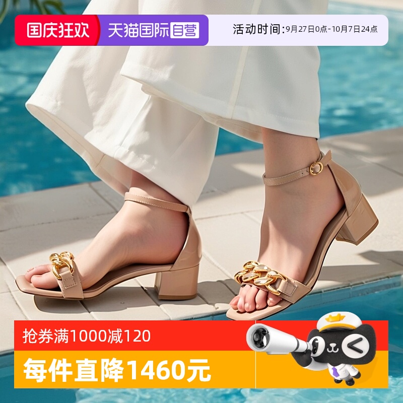 SW一字带凉鞋女鞋凉鞋粗跟鞋