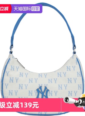 【自营】MLB美职棒男女包时尚蓝白老花手提包休闲手提包3ABQS014N