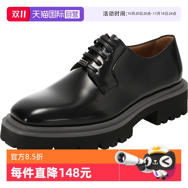 菲拉格慕厚底系带通勤皮鞋单鞋