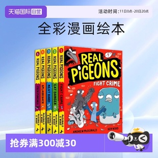 Real 小学生英文课外阅读 小说 Graphic 自营 英文原版 Novel 真正 Pigeons 侦探推理图样式 鸽子 漫画绘本 5册