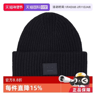 【自营】Acne Studios 羊毛新款黑色笑脸针织毛线帽纯羊毛针织帽