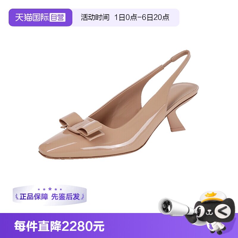 菲拉格慕蝴蝶结露跟高跟鞋凉鞋