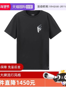 【自营】芬迪FENDI 男士FENDI Block印花圆领短袖T恤 FY1217 APMC