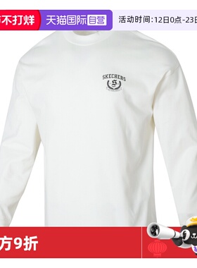 【自营】SKECHERS斯凯奇男女同款长袖T恤卫衣白色套头衫L324U111
