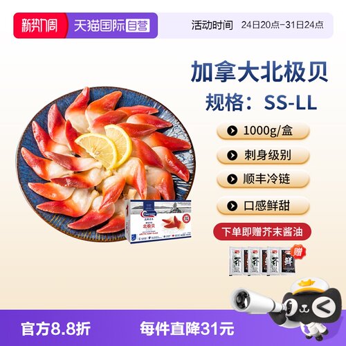 加拿大北极贝刺身海鲜包邮