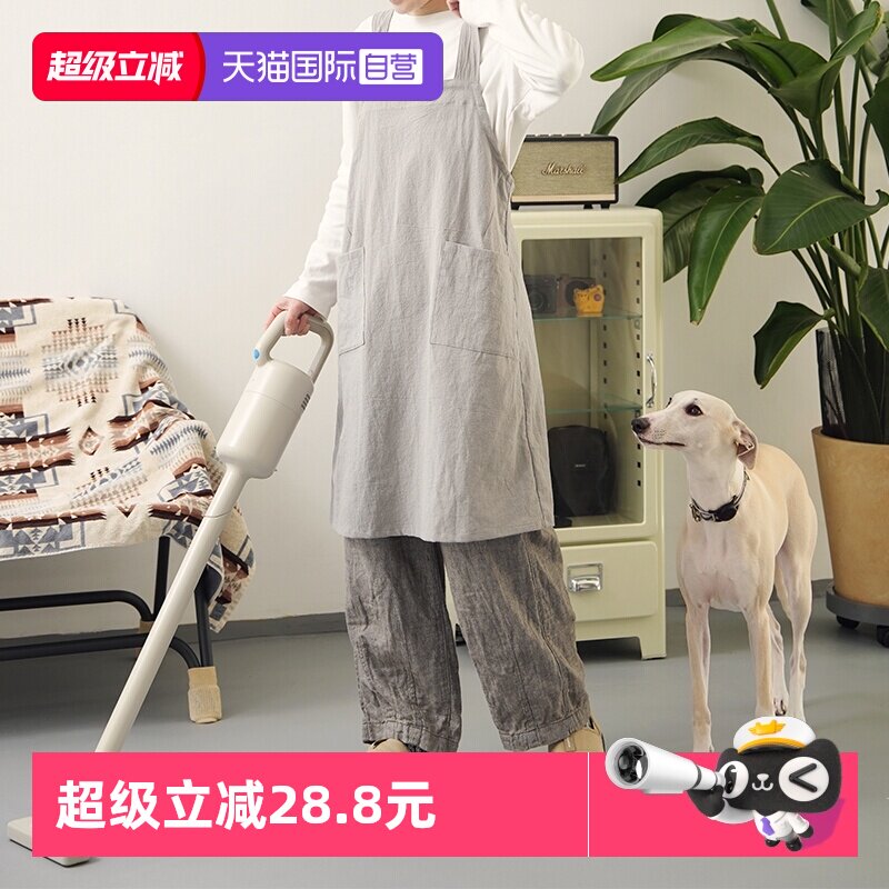 【自营】霜山水洗棉围裙免系带大口袋文艺风做饭烘焙宽松背带罩衣