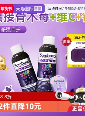【自营】Sambucol善倍康 儿童自护力糖浆黑接骨木VC补锌120ml*2瓶