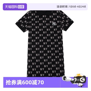 休闲裙子3FOPM0353 自营 MLB连衣裙女裙复古老花翻领POLO衫 长款