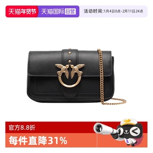 【自营】PINKO经典女款飞鸟燕子包单肩斜挎真皮手提包小号链条包