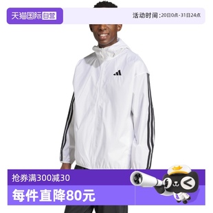 JF3682 adidas阿迪达斯男子外套梭织连帽三条纹夹克外套 自营