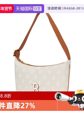 【自营】MLB单肩包新款男包女包休闲包拎包淺米色通勤包3ABQM015N