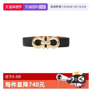 【自营】FERRAGAMO/ 经典双面牛皮革细条商务休闲可调节女士腰带