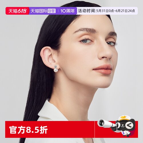 戴妃淡水珍珠耳钉女纯银