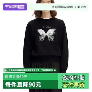 女士蝴蝶烫钻圆领卫衣 Bari Petit 网球穿搭运动藏蓝色 自营