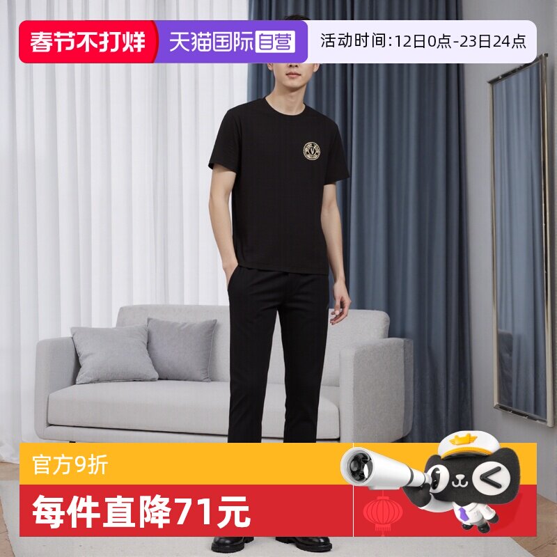 【自营】Versace/范思哲男装夏季新款短袖男士时尚印花圆领T恤棉