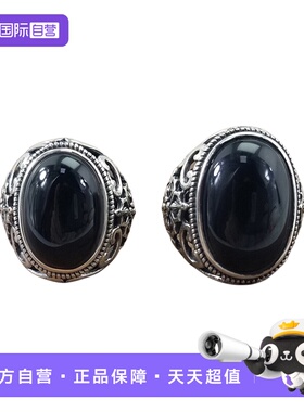 【自营】WEEKISS黑玛瑙男士戒指S925纯银镶嵌开口指环扳指活口