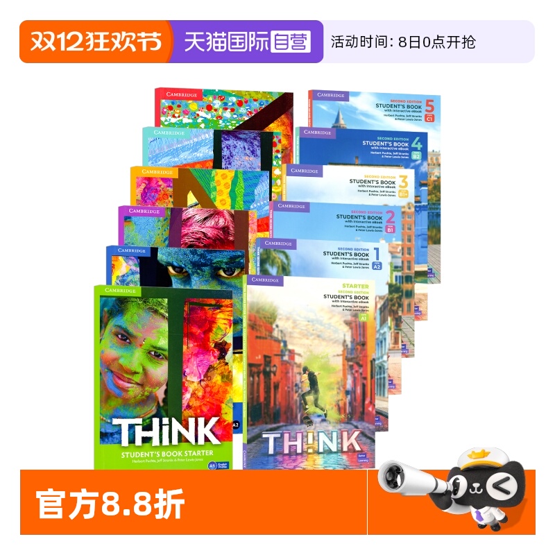 【自营】原版进口剑桥初中高中英语教材 Cambridge Think Starter 1 2 3 4 5级别学生书+练习册思维KET/PET考试教辅外语 think教材