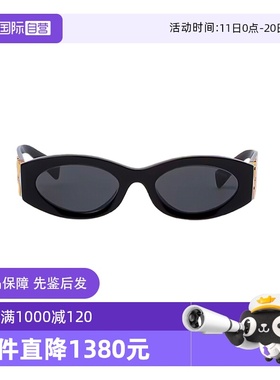 【自营】MIUMIU/缪缪女款墨镜侧边黑金logo板材椭圆形镜框太阳镜