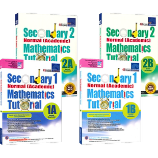 【自营】SAP Secondary Normal Academic Mathematics Tutorial 1A-2B 新加坡数学教程系列 NA课程 初一初二 练习讲解 英文原版
