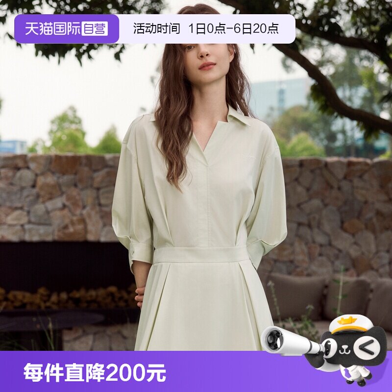 ELLE通勤天丝衬衫连衣裙女图片