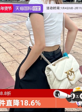 【自营】PINKO真皮金属logo飞鸟燕子包链条斜挎单肩手提包女款