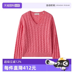 Polo2025春季 新款 套头针织衫 Marc 设计感V领绞花长袖 女 自营