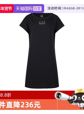 【自营】阿玛尼EA7 女士LOGO标识短袖连衣裙3RTA55 TJDQZ印花长裙