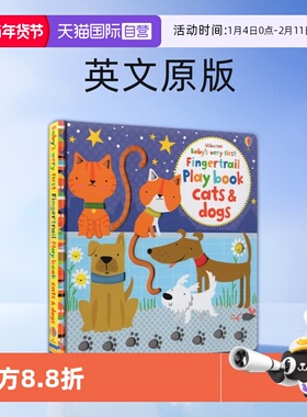 【自营】英文原版 Usborne Baby's very first Fingertrail Play book cats & dogs 小猫和小狗 尤斯伯恩 纸板翻翻绘本 启蒙洞洞书