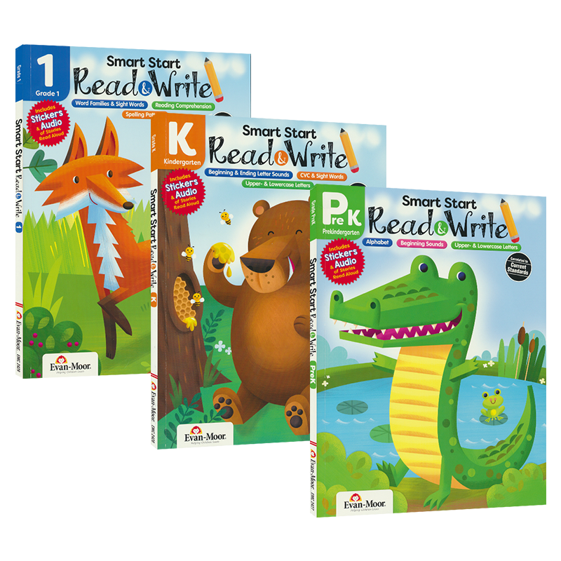 【自营】Evan-Moor Smart Start Read & Write 阅读和写作3册 美国加州教辅 聪慧启蒙系列英文原版练习册 学龄前幼儿园 一年级儿童