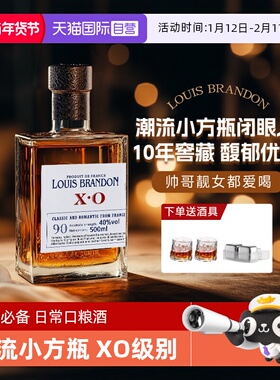 【自营】法国进口洋酒 XO白兰地方瓶40度烈酒鸡尾酒调酒基酒500ml