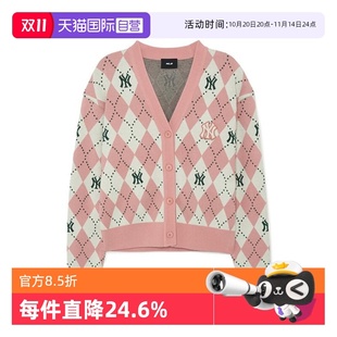 老花针织开衫 MLB女款 美式 学院风外套短裤 KCM01 毛衣新款 自营