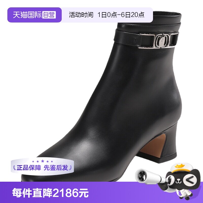 自营链饰粗跟靴子FERRAGAMO