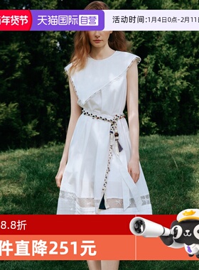 【自营】【ESTER HSU】ELLE白色绣花连衣裙女2025夏新款优雅a字裙