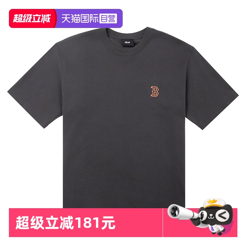 【自营】MLB美职棒男装女装炭灰色时尚潮流短袖运动T恤3ATSB5253