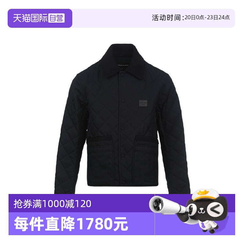 【自营】EMPORIO ARMANI/阿玛尼FW25男士宽松菱格翻领棉服外套