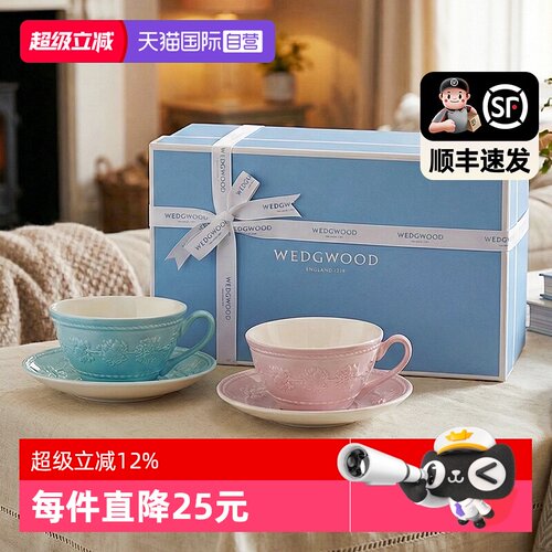 WEDGWOOD欧式浮雕咖啡杯碟礼盒