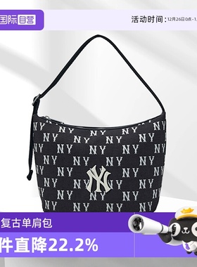 【自营】MLB男女情侣满印老花腋下包时尚复古单肩包春季新款BQM01