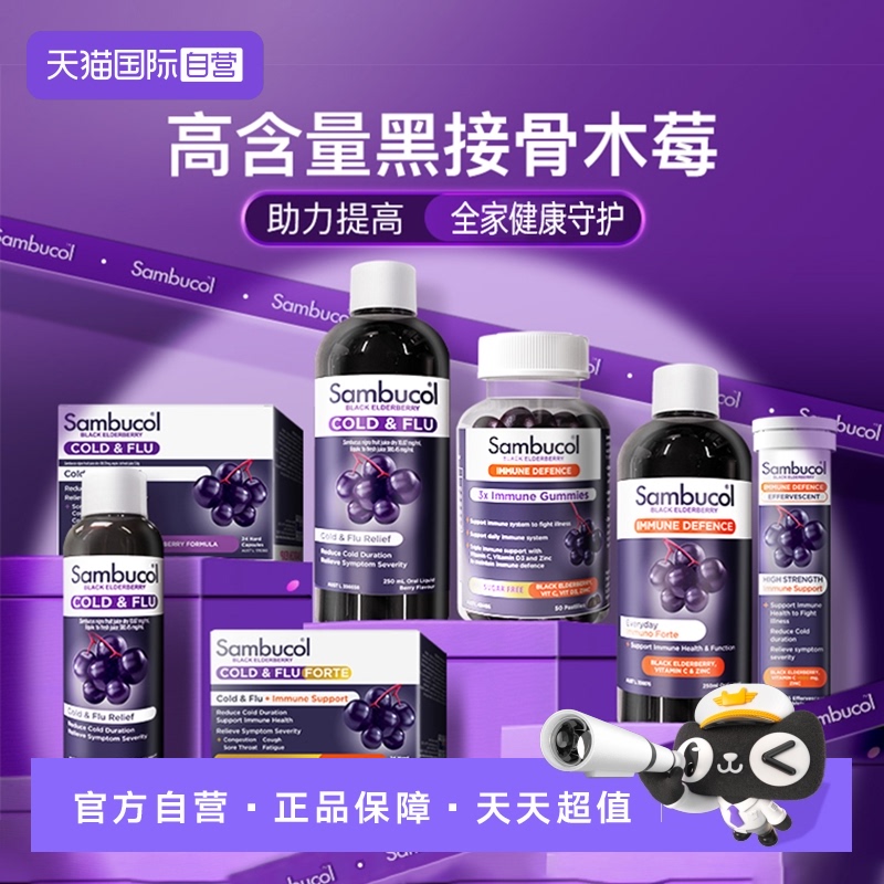【自营】澳洲进口Sambucol黑接骨木小黑果家庭保健恢复糖浆120ml