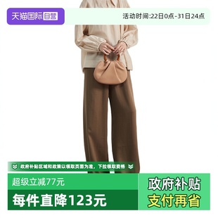 卡其色 Bari慵懒随性亚麻阔腿裤 Petit 橄榄绿舒适微喇裤 自营