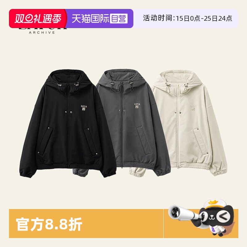 【自营】SATUR ARCHIVE秋新品百搭休闲基础刺绣户外运动冲锋夹克