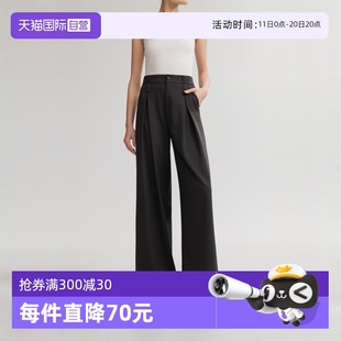 气质裤 女2025春新款 ELLE灰色垂坠感高腰显瘦阔腿休闲裤 子 自营