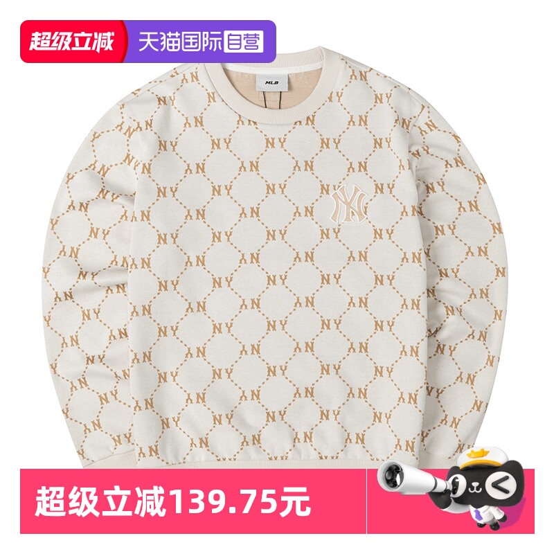 【自营】MLB男女情侣圆领卫衣满标老花针织休闲套头衫3AMTM0151
