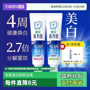 LION狮王齿力佳酵素美白牙膏玻尿酸护龈去黄清香口气2支 自营