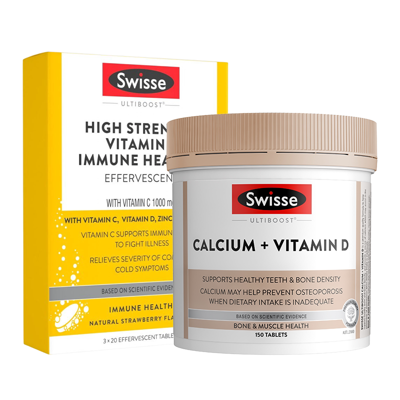 【自营】Swisse斯维诗娘娘钙vd柠檬酸钙150片+高浓度VC泡腾片60片