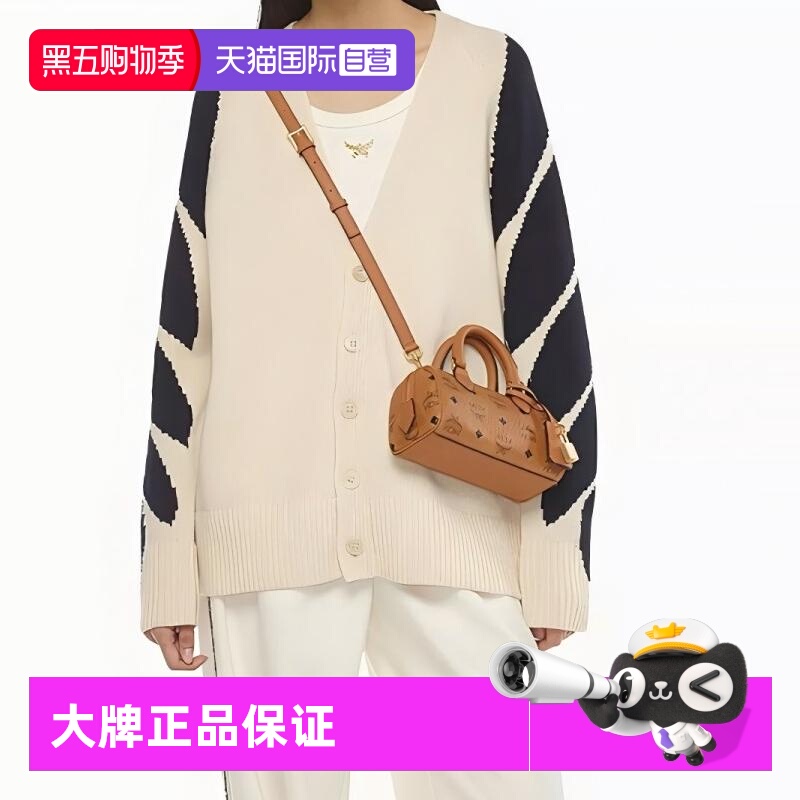 【自营】MCM女士老花波士顿单肩包斜挎手提包斜挎包托特包