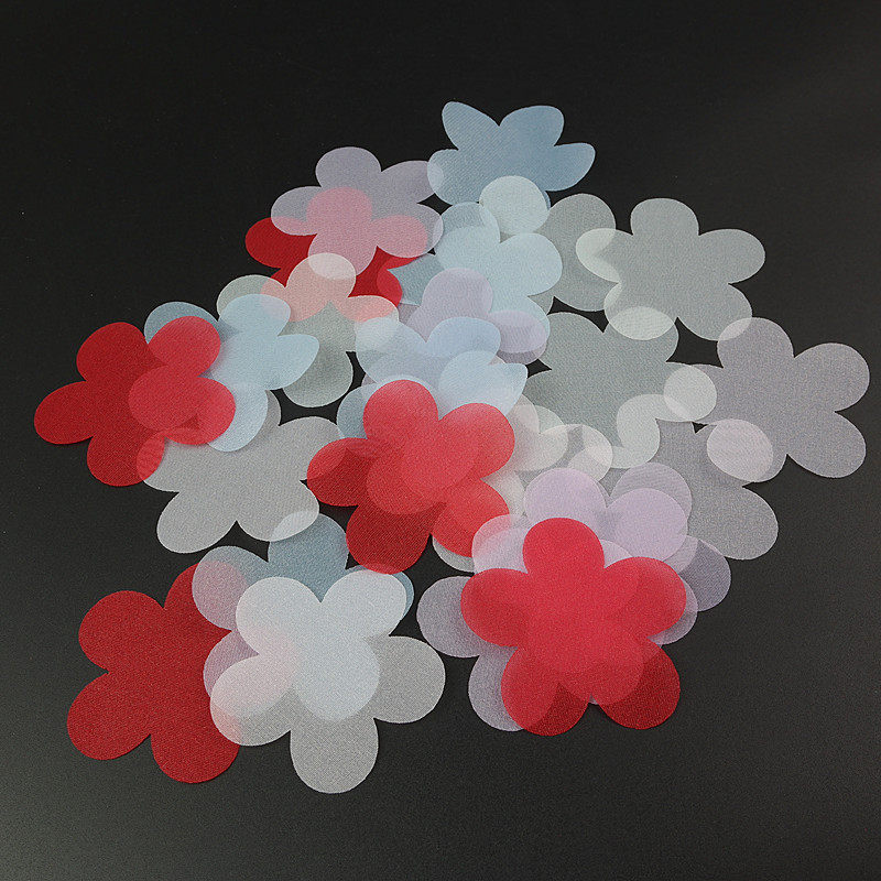 5cm薄纱梅花五瓣花纱片手工diy古风发饰头花蝴蝶结飘带流苏吊坠